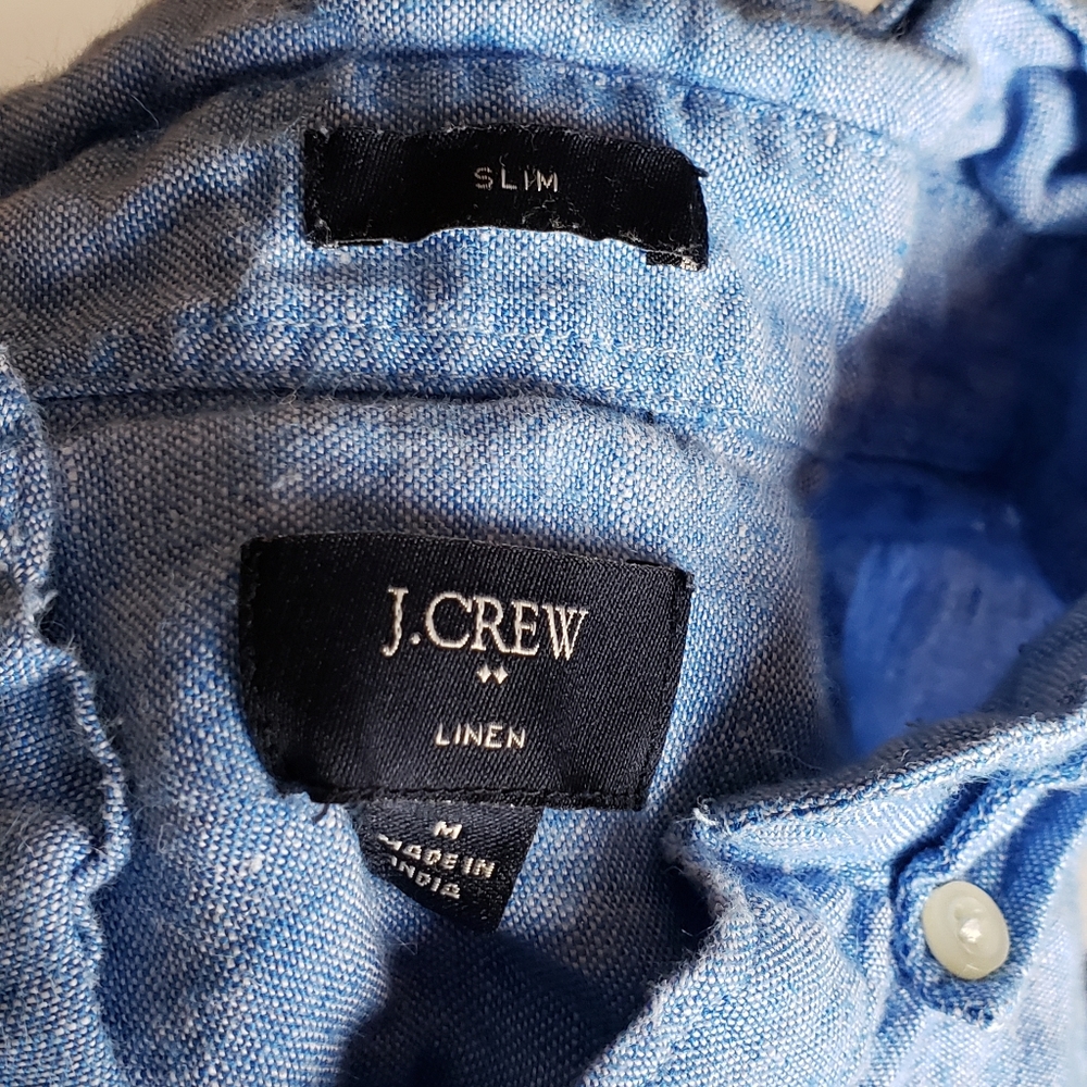 Vintage J.Crew Linen Button Down Short Sleeve Polo